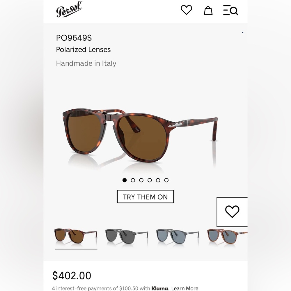 Persol P09649S Polarized Lenses, Like New